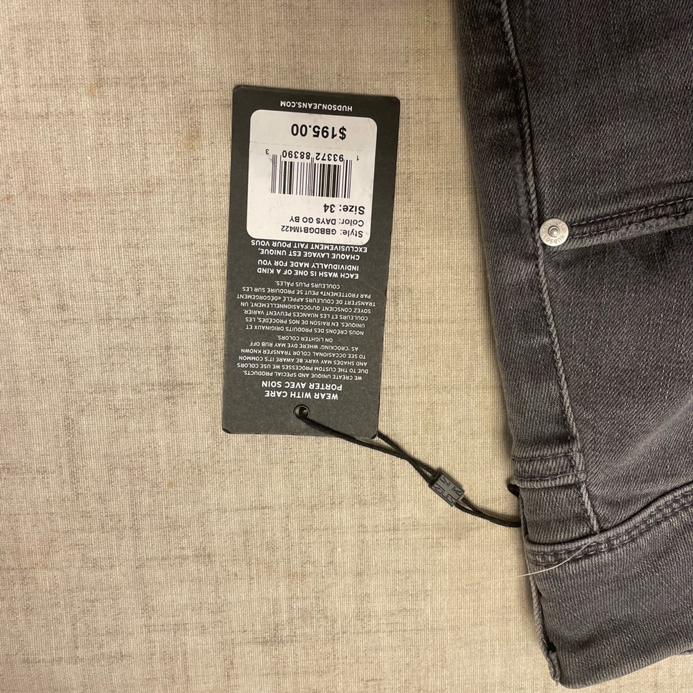 Hudson Jeans Dark Gray Midrise Skinny Fit Denim